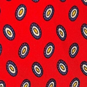 Vintage Orient Necktie Geometric Medallion Silk Red 3.75x56.5
